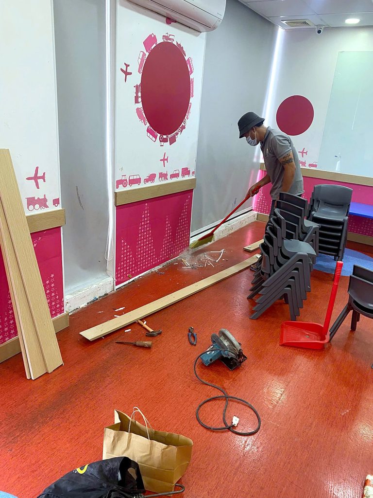 Replacing classroom skirting boards