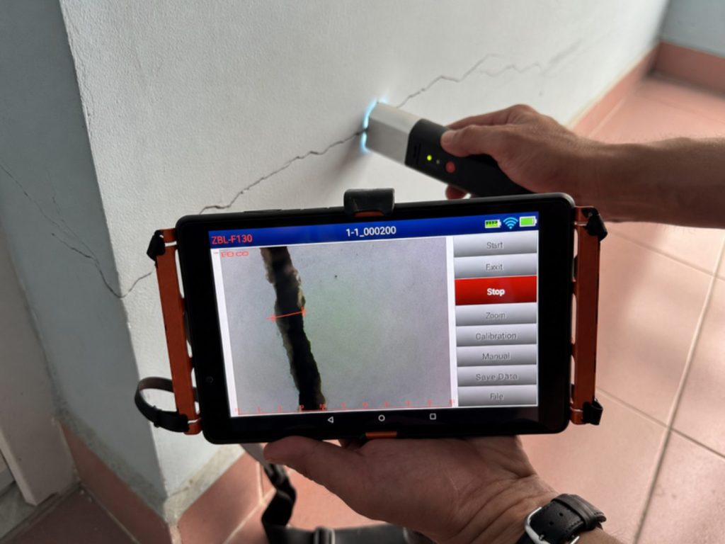 Rebar scan results on the testing device