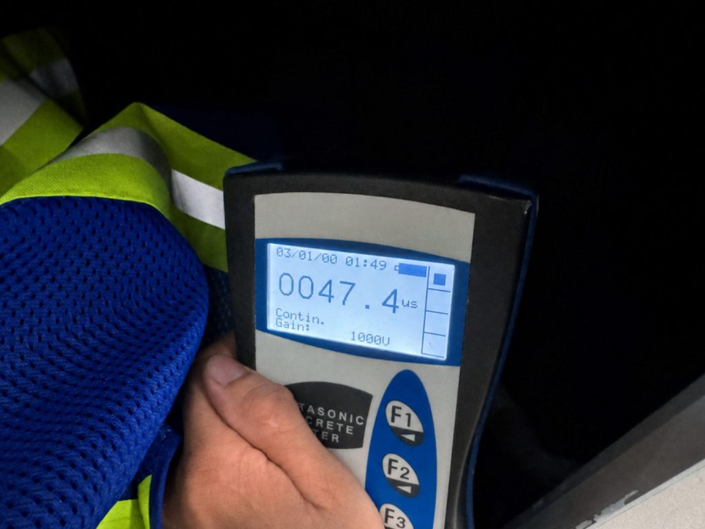 Measuring concrete elements with specialized equipment