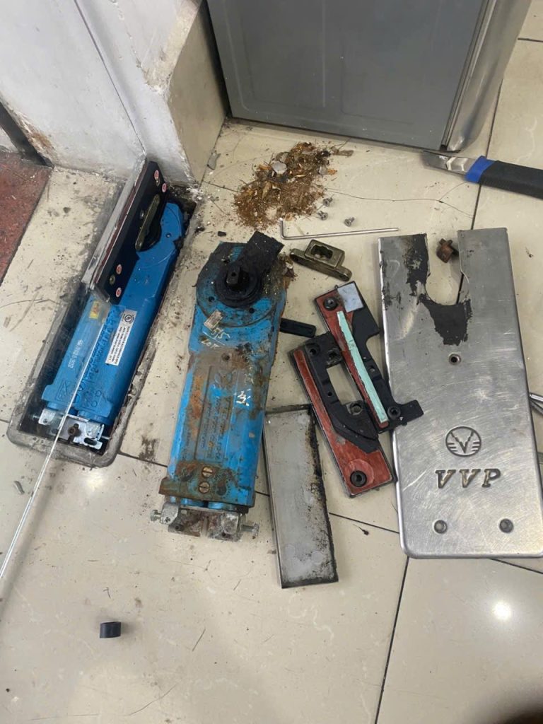 Removing a corroded, failed floor spring